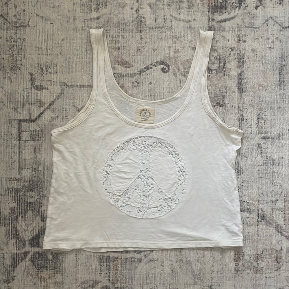 Distressed Lace Peace Sign Tank
